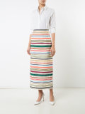 striped straight midi skirt