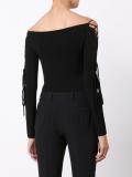 lace-up detailing boatneck bodysuit