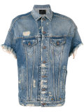 frayed shortsleeved denim jacket
