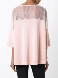 sheer panel flared blouse