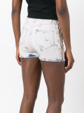 bleached lace-up denim shorts