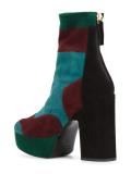 colour block platform ankle boots