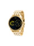 round yellow detailing analog watch