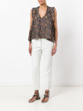 foliage print sleeveless top