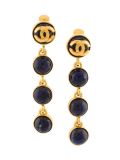CC logo dangle clip-on earrings