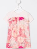 logo print pleat detail T-shirt