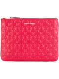 embossed zipped clutch