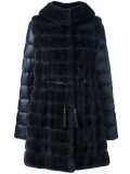 mink fur hooded puffer coat   