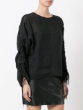 drawstring sleeves sheer blouse