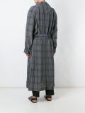 格纹系带超长外套