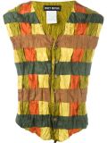 crinkle-effect checked waistcoat
