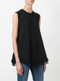 pleated trim flared blouse 