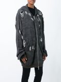 distressed zipped hoodie