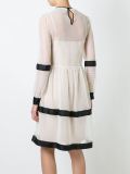 horizontal stripes floral application dress
