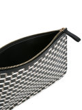 geometric print zipped clutch
