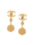 CC dangle clip-on earrings