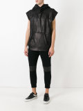 sleeveless leather hoodie