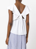 ruffled sleeves V-neck blouse