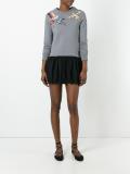 birds patch flared dress
