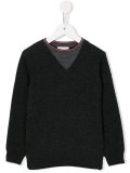 twin panel v-neck jumper