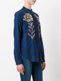 sequin-embellished plaid shirt