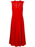 heavy lace pleated midi dress