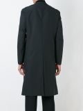 cut out lapel round neck fitted single breasted coat