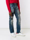 distressed patchwork jeans