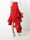 asymmetric ruffled trim skirt  