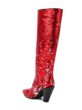 sequinned pointed boots
