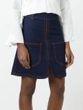 patch pocket denim skirt