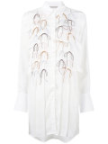 pleated bow shirt dress