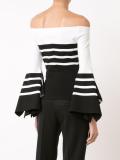 striped balloon sleeves blouse
