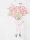 girl holding flowers print T-shirt