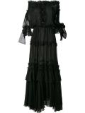 off-shoulder ruffle long dress