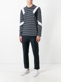 geometric insert striped top
