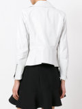 biker jacket with silver tone zippers