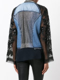 lace-sleeve denim jacket