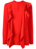 ruffle trim keyhole blouse