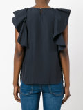 ruffled sleeves dots blouse