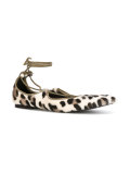 leopard lace-up ballerinas