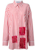 oversized devoré patch stripe shirt