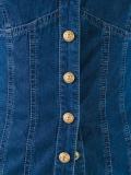 collarless denim shirt