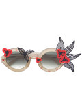 floral motif round sunglasses