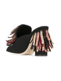 raffia fringe heel mule