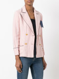 contrast trim double breasted blazer