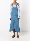 denim pinafore midi dress