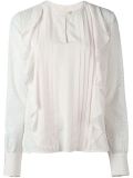 embroidered panel ruffled blouse