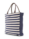 striped denim shopping bag