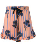 ruffle trim floral print shorts
